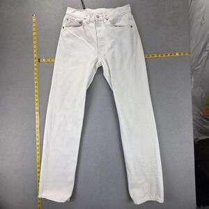 Vintage Levis 501 Jeans Mens White Made In USA 90s Button Straight Fits 27x33